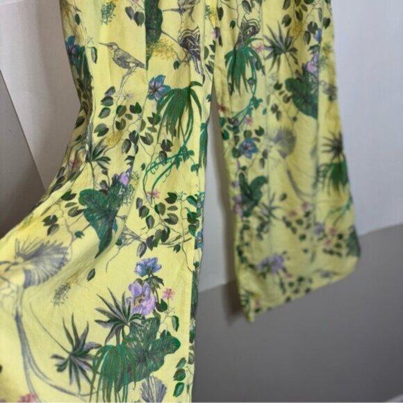 INC Women’s Small Floral Yellow Green Pants Cottagecore Romantic Feminine Flare - Picture 4 of 15
